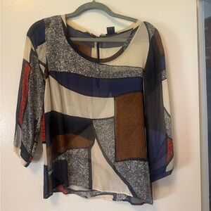 Club Monaco Multicolor Abstract Blouse